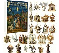 Calendrier de l'Avent Pat-h à Bethléem, calendrier de l'Avent 2025 de 24 jours avec 24 figurines de Jésus, crèche religieuse chrétienne de la Nativité biblique, cadeaux pour les croyants, les amis et