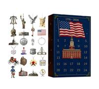 Calendrier de l'Avent patriotique 24 jours - Compte à rebours des fêtes en acrylique 2D pour les anciens combattants et les amateurs d'histoire. Décor d’ornement à suspendre pour mur, cheminée, bureau