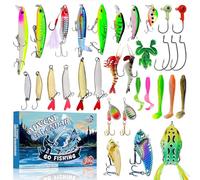 Calendrier de l'Avent Pêche 2025, 24 Leurres de Pêche, Coffret Cadeau de Noël pour Pêcheurs, Hommes, Femmes et Adolescents