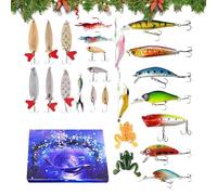 Calendrier De L'Avent Pêche,24 Jours Compte à Rebours de Noël Leurres de Pêche | Kit De Leurres Saisonniers Et Appâts Festifs Pour Passionné De Fête Des