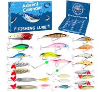 Calendrier de l'Avent Peche Calendrier de l'Avent 2025, Compte à Rebours Festif avec 24 Leurres de Pêche, Surprises de Noël pour Hommes, garçons, Jeunes et Amis