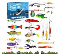 Calendrier de l'Avent Pêche | Calendrier de Noël 24 Jours avec Leurres de Pêche | Appâts de pour Débutants Hommes Pères | Lacs Rivières Eau Salée Eau Douce Plage Quai Côtier