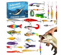 Calendrier de l'Avent Pêche | Coffret Leurres De Noël 2025 Fêtes - Appâts de Pêche pour Débutants Hommes Pères | Extérieur Anniversaire Cadeaux Petit Ami