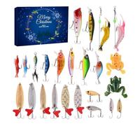 Calendrier de l'Avent Pêche de Noël 2026 Souvenir Pêche Sous-Marine | Ensemble de Leurres Poissons d'Eau Décompte Avent Pour Débutants Père Grand-Père Lacs et Rivières