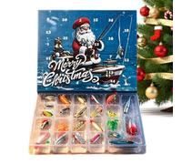 Calendrier de l'Avent Pêche Noël 2026 Coffret d'Appâts du Pêcheur pour les | Calendrier compte à rebours avec kit d'amorçage pêche pour homme petit ami pêcheur extérieur anniversaire lac UN
