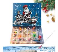 Calendrier de l'Avent Pêche Noël 2026 Compte à rebours Coffret d'Appâts du | Calendrier Compte à Rebours avec Set de Leurres pour homme petit ami pêcheur extérieur anniversa UN