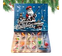 Calendrier de l'Avent Pêche Noël 2026 Compte à rebours Kit D'Appâts Du | Calendrier Compte à Rebours avec Set de Leurres pour homme petit ami pêcheur extérieur anniversaire lac r UN