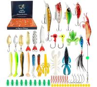 Calendrier de l'Avent Pêche Noël | 24 Jours de Compte à Rebours avec Leurres de Pêche,Leurres Réalistes pour Pêcheurs Eaux Douces Et Salées Rivières Lacs Plages Quais