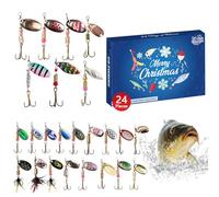 Calendrier de l'Avent Pêche Noël - 24 Jours Set Leurres de Pêche Avent,Appâts et Leurres pour Eau Salée Eau Douce - Cadeau pour Grand-Père Père Hommes Adolescents Pêcheurs