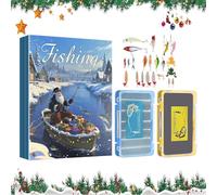 Calendrier de l'Avent Pêche Noël | Calendrier de Compte à Rebours de Noël 24 Jours avec Leurres de Pêche | Kit de Leurres de Festif pour Garçons Adolescents Adultes Hommes Pêcheurs