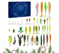 Calendrier De L'avent Pecheur 2024, Calendrier De L'Avent Pêche Avec 24 Leurres De Pêche, Calendrier De L’Avent En Hameçon De Noël, Calendrier De Noël Appâts Pour Poissons, Kit D'appâts De Pêche