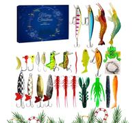 Calendrier de l'Avent Pecheur 2024, Compte à Rebours Festif avec 24 Leurres de Pêche Uniques, kit d'appâts de pêche, Pecheur 2024 Calendrier De L'Avent pour Père, Grand-père, Frère, Petit-ami