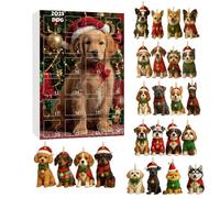 Calendrier de l'Avent Pendentif de Noël | 2D Plat Réutilisable Saisonnier | Calendrier de l'Avent de 24 Jours avec Ornements de Races de Chien | Pour Amateurs D Animaux Adolescents Arbre Fenêtre