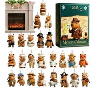Calendrier de l'Avent - Pendentifs acryliques mignons 2D, Noël de Capibara pour compte à rebours de 24 jours, pour rétroviseur de voiture, salle de classe, rembourrage de chaussette, arbre du jardin