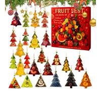 Calendrier De L'Avent | Pendentifs en Acrylique 2D en Forme de Fruits | Ornement de Décompte de Noël 24 Jours,Pour Occasions Saisonnières Adolescents Adultes Halloween Thanksgiving Pâques