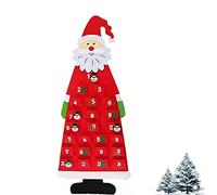 Calendrier de l'avent Père Noël,Calendrier de l'avent Père Noël feutre, Calendrier DIY, Décoration à Suspendre(rouge)