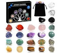Calendrier de l'Avent Pierre Precieuse Adultes, 24 Jours Calendrier de l'Avent Lithothérapie, Pierres Guérison Naturelles pour Chakras Femmes Hommes Cadeau Spirituel Yoga, Méditation Objets