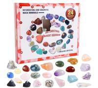 Calendrier de l'Avent Pierres Précieuses, Calendrier de l'Avent de Noël Minerai Gemstone 24 Pierres Précieuses à Ouvrir Chaque Jour Calendrier de Noël Compte à Rebours Jouets Filles Garçons