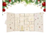 Calendrier de l'Avent pliable blanc - Compte à rebours | Papier blanc rechargeable plié de 48,5 x 30,5 cm et expansé de 33 x 30 cm avec 24 jours pour fêtes et traditions de Noël