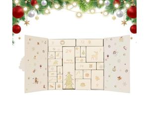 Calendrier de l'Avent pliable blanc - Compte à rebours | Papier blanc rechargeable plié de 48,5 x 30,5 cm et expansé de 33 x 30 cm avec 24 jours pour fêtes et traditions de Noël