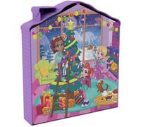 Polly Pocket Calendrier de l’Aven Chalet d’hiver, 4 étages avec 8 pièces, 25 surprises à découvrir (dont mini-figurines Polly et Shani), Jouet Enfant, Dès 4 ans, HHX84