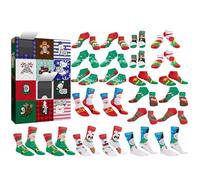 Calendrier de l'Avent pour adultes, hommes et femmes, 24/12 paires de chaussettes amusantes Compte à rebours jusqu'à 2025 Noël, 24/12 jours surprise cadeaux de Noël chauds festifs chaussettes sur le