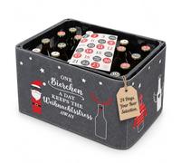 Calendrier de l'Avent pour cassettes à bière, calendrier de l'Avent pour homme, collier en feutre avec fermeture velcro et 24 autocollants pour bouchons à couronne One Birchen stress de Noël gris