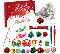Calendrier de l'Avent pour Chat, Jouet de Calendrier de l'Avent de Chat Interactif, Compte à Rebours de 24 Jours pour Chats, Jouet de Noël pour Chats, Souris, Balles, Baguettes de Plumes