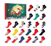 Calendrier de l'Avent pour chaussettes - Calendrier de compte à rebours de Noël, planificateur de compte à rebours de chaussettes avec motif amusant de 24 jours pour adultes, adolescents, hommes, Mu