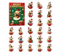 Calendrier De L'Avent Pour Chien - 26 X 18 X 3 Cm En Acrylique, Jouet Mignon De 24 Jours, Cadeau De Compte À Rebours De Noël Amusant Avec Des Illustrations De Chiots De Dessin Animé | Décoration De Ma