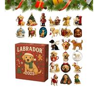 Calendrier De L'Avent Pour Chien De Noël 2025 - Décorations De Noël En Acrylique 2D 24 Jours,Ornement Calendrier Compte à Rebours Chien | Pour Famille Voiture Arbre Mur Fenêtre