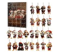 Calendrier de l'Avent pour chien - Décoration de Noël 2D réutilisable - Compte à rebours mignon - Calendrier de Noël pour anniversaire d'enfant, fête, sac à dos, sac, mur, table, dortoir