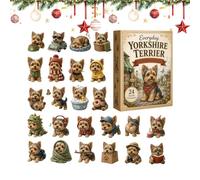 Calendrier de l'Avent pour chiens 2026 - Compte à rebours pour Noël de 2 | Figurines de chien en acrylique 2D 25,9 x 18 cm avec cordon et étiquette cadeau pour arbre, bureau et caméra
