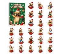 Calendrier de l'Avent pour chiens - 26 x 18 x 3 cm Compte à rebours de Noël pour chiots | Pendentifs en acrylique pour chiots de 24 jours | Pour le remplissage de moi