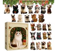 Calendrier de l'Avent pour compte à rebours de Noël - Motif chat - Décoration de sapin de Noël - pendentif pour décembre, couronnes, arbre, salon, chambre à coucher, entrée, vacances,