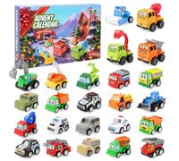 Calendrier de l'Avent pour Enfants, 24 Petites Voitures à Lanceur sur Thème Dessins Animés, Coffret de Calendrier de l'Avent avec Véhicules, Convient aux Garçons et Filles à Partir de 3 Ans