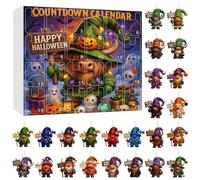 Calendrier de l'Avent pour enfants Halloween 2D avec pendentif chapeau de sorcière taureau compte à rebours ensemble Halloween 2D acrylique ensemble de mots chauds impression plate E (vert, 32 x 29 x