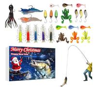 Calendrier de l'Avent pour hommes - Appâts de pêche de 24 jours - Compte à rebours avec kit d'appâts de pêche pour les vacances - Pour eau salée rivière truite perche voyage vacances anniversaire fête