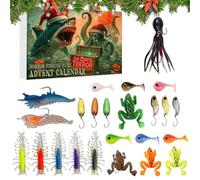 Calendrier De L'Avent Pour La Pêche,2025 Équipement De Pêche De Noël | Set D Appâts Pour Poisson Calendrier De Compte À Rebours De Noël | Pour Eau Salée Rivière Truite Bar Anniversaire