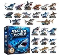 Calendrier de l'Avent pour les décoration murale 2D requin en acrylique | compte à rebours des 24 jours Noël Décoration pour les fêtes de fin d'année sur Porte, Fenêtre, Sapin et