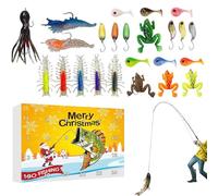 Calendrier de l'Avent pour les pêcheurs en 2025,2025 - Équipement de pêche de Noël - Compte à rebours avec kit d'appâts de poisson pour les vacances, pour hommes et pêcheurs et eau douce salée, truite