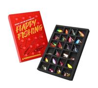 Calendrier de l'Avent pour leurres 2025 | 24 pièces d'accessoires de pêche | Calendriers de Noël pour le jigging, la randonnée, le casting, l'eau douce, l'eau salée, la rivière, le lac, peu