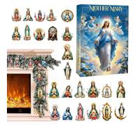 Calendrier de l'Avent pour Noël - Acrylique 2D Décoration de Noël 2025 - Calendrier de Noël Mère Marie Pendentif Calendrier | Pour l'intérieur et l'extérieur Maison Mur Fenêtre Arbre Salon Jardin