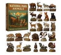 Calendrier de l'Avent pour parcs nationaux, 2D acrylique 24 pièces suspendues d'animaux plats - Noël des animaux - Pour fêtes, anniversaires, bureaux, maison, école, vacances, voyages, voiture