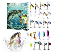 Calendrier de l'Avent pour pêcheurs, calendrier de Noël 24 jours compte à rebours - Appât pour perche et crappie, pour eau douce et eau salée, adultes, hommes, adolescents, père, extérieur, vacances