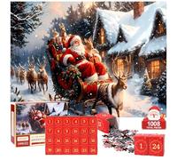 Calendrier de l'Avent Puzzle 2025,1008 Pièces 24 Jours Puzzles Calendrier de Noël,Advent Calendar 2025,Activité Familiale de Compte à Rebours,Cadeaux de Noël pour Adultes et Enfants
