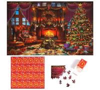 Calendrier de l'Avent Puzzle 70 x 50cm, 24 Boîtes 1008pcs Puzzles pour Compte à Rebours de Noël, Décoration Intérieure, Enfants, Adultes, Cadeaux, Style de Chat