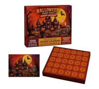 Calendrier de l'Avent puzzle d'Halloween, thème maison de 30 jours, ensemble de puzzle compte à rebours hanté, soirée de jeu de collection pour et adultes pour activités scolaires, événements