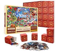Calendrier de l'Avent Puzzles de Noël pour Enfants et Adultes, 1008 pièces Calendriers de l'Avent Surprise 24 Jours Puzzles de Noël, Jeu de Noëls Amusant Cadeau Décorations pour la Maison