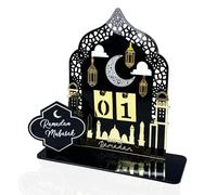 Calendrier de l'Avent Ramadan Mubarak, Compte à Rebours Eid Kareem en Acrylique pour la Maison, le Bureau et les Décorations de Table, Pièces Maîtresses pour la Fête Musulmane Al-Fitr